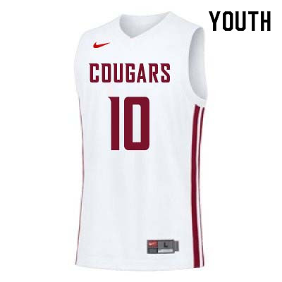 Youth #10 KJ Langston Washington State Cougars College Basketball Jerseys Sale-White